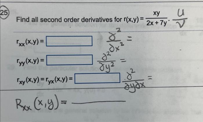 Solved Find all second order derivatives for | Chegg.com