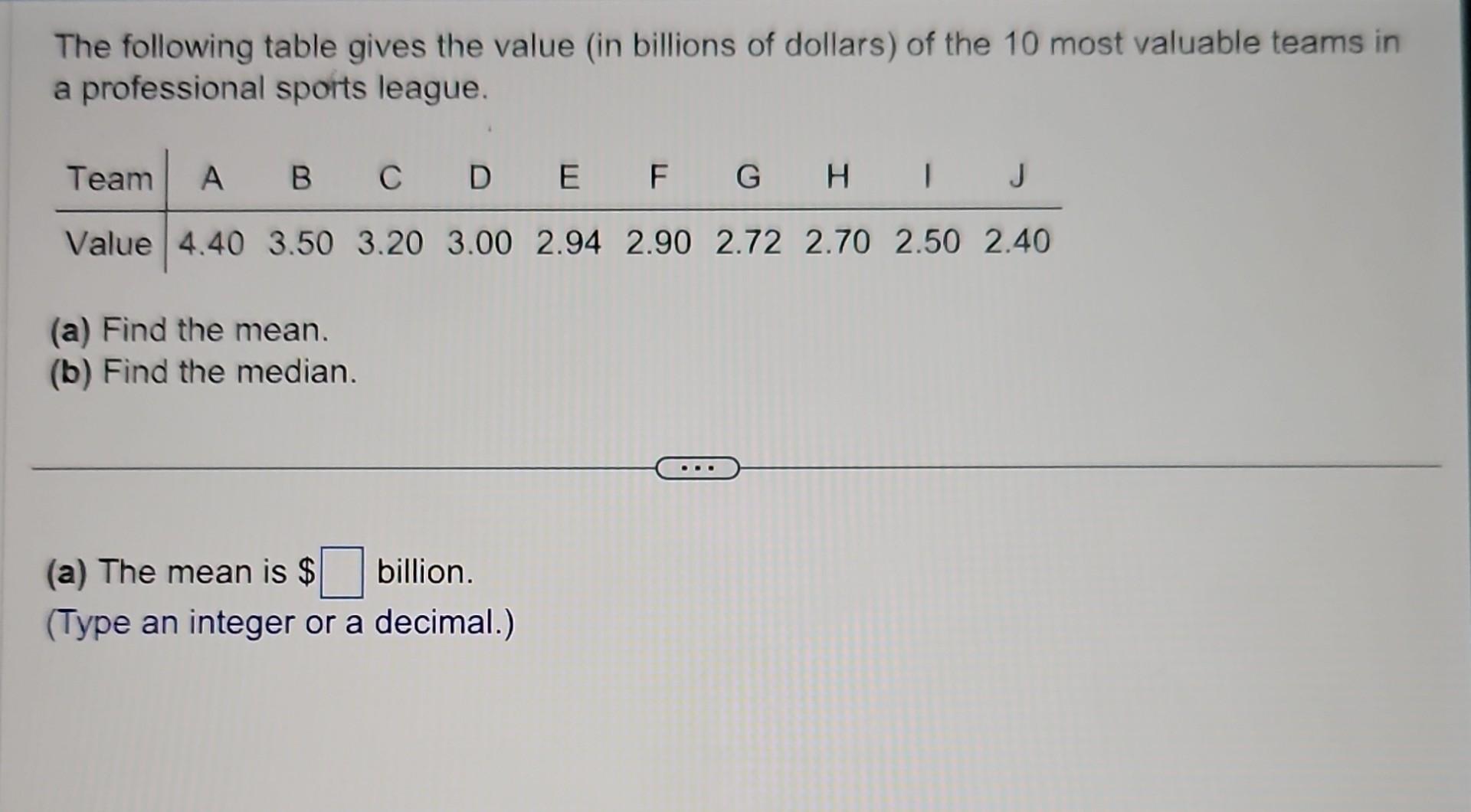 Solved The Following Table Gives The Value (in Billions Of | Chegg.com