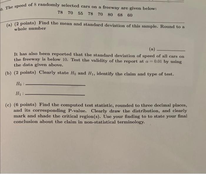 Solved (a) (2 points) Find the mean and standard deviation | Chegg.com