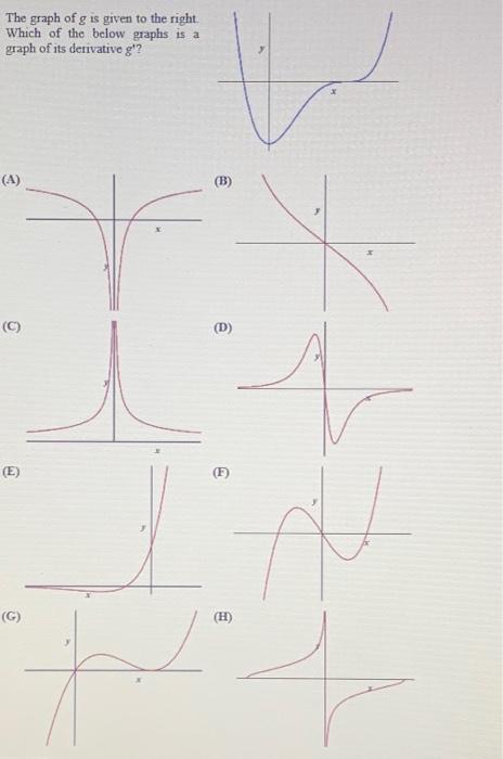 Solved The graph of g is given to the right Which of the | Chegg.com
