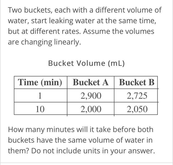 Solved Two buckets, each with a different volume of water,