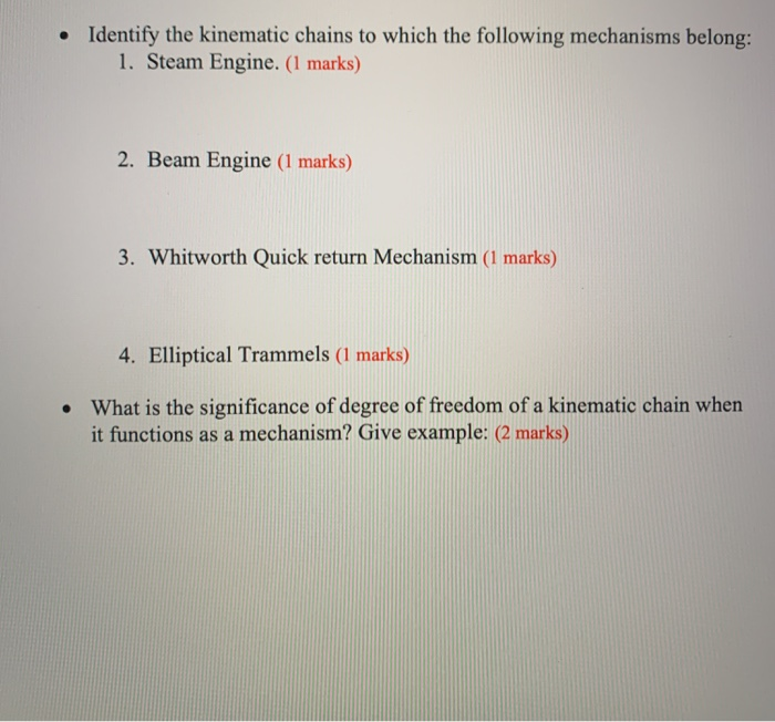 Solved Explain the term Kinematic link and give the