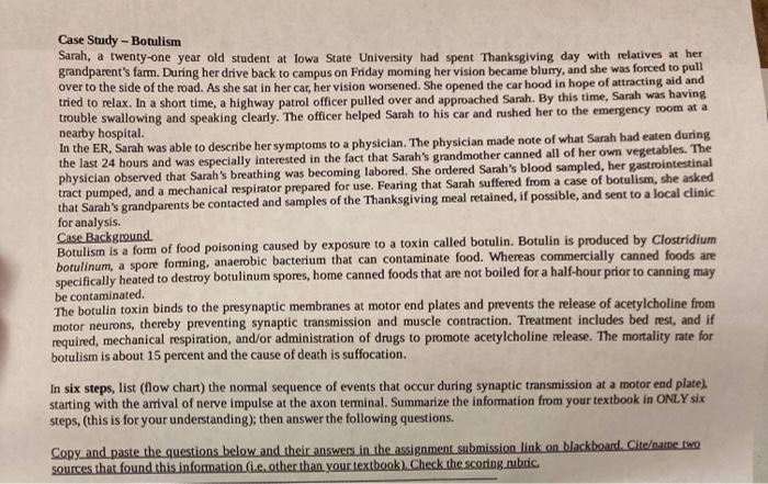 case study botulism answers