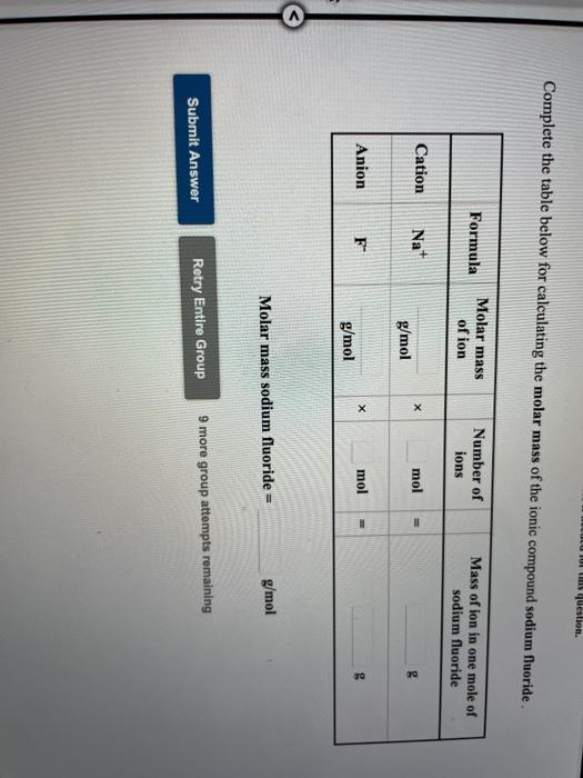 Solved w question. Complete the table below for calculating