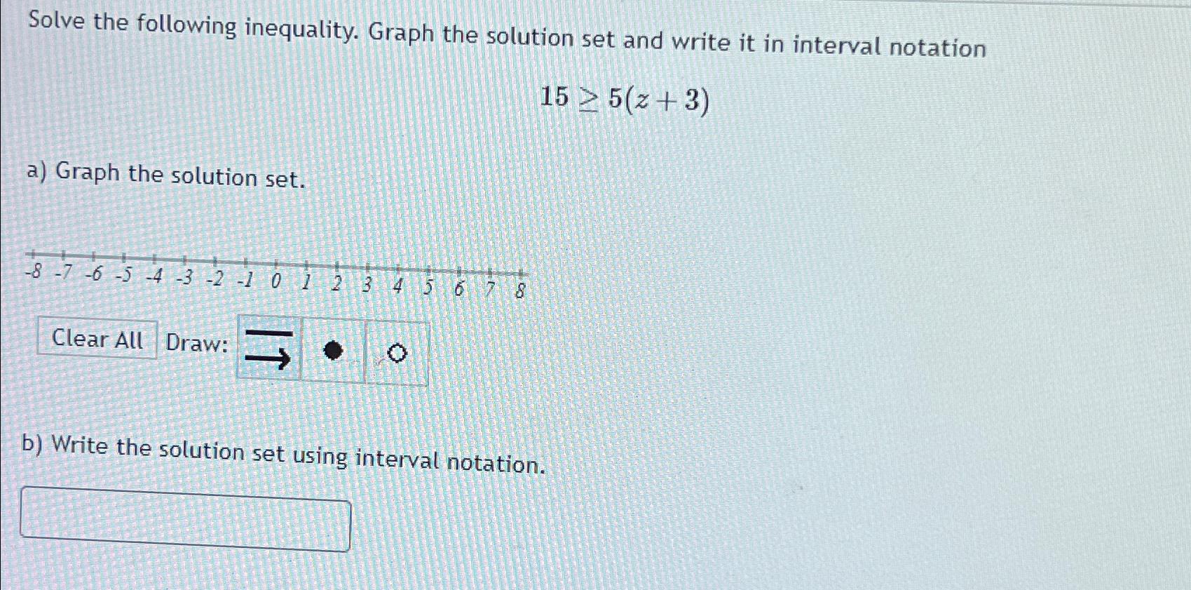 Solved Solve the following inequality. Graph the solution | Chegg.com