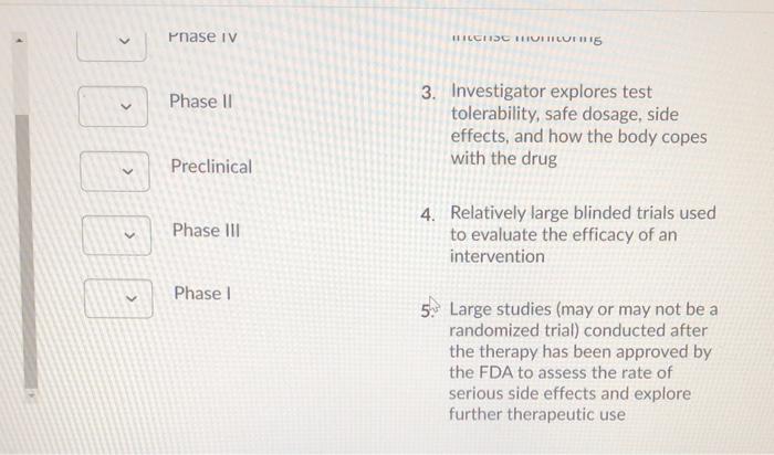 Solved Match The Following Definitions With (a) Preclinical, | Chegg.com