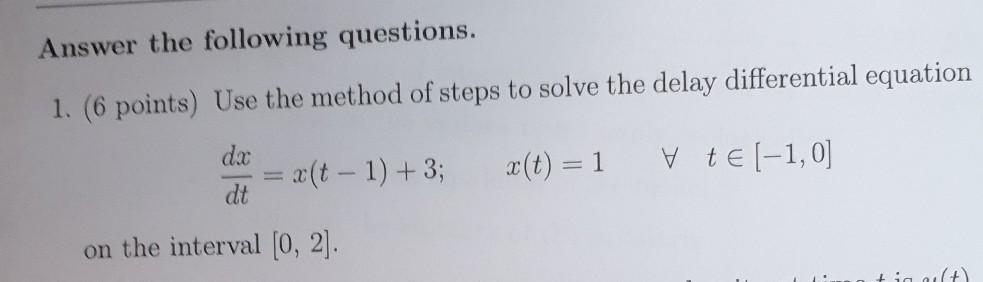 Solved Answer The Following Questions 1 6 Points Use Chegg Com