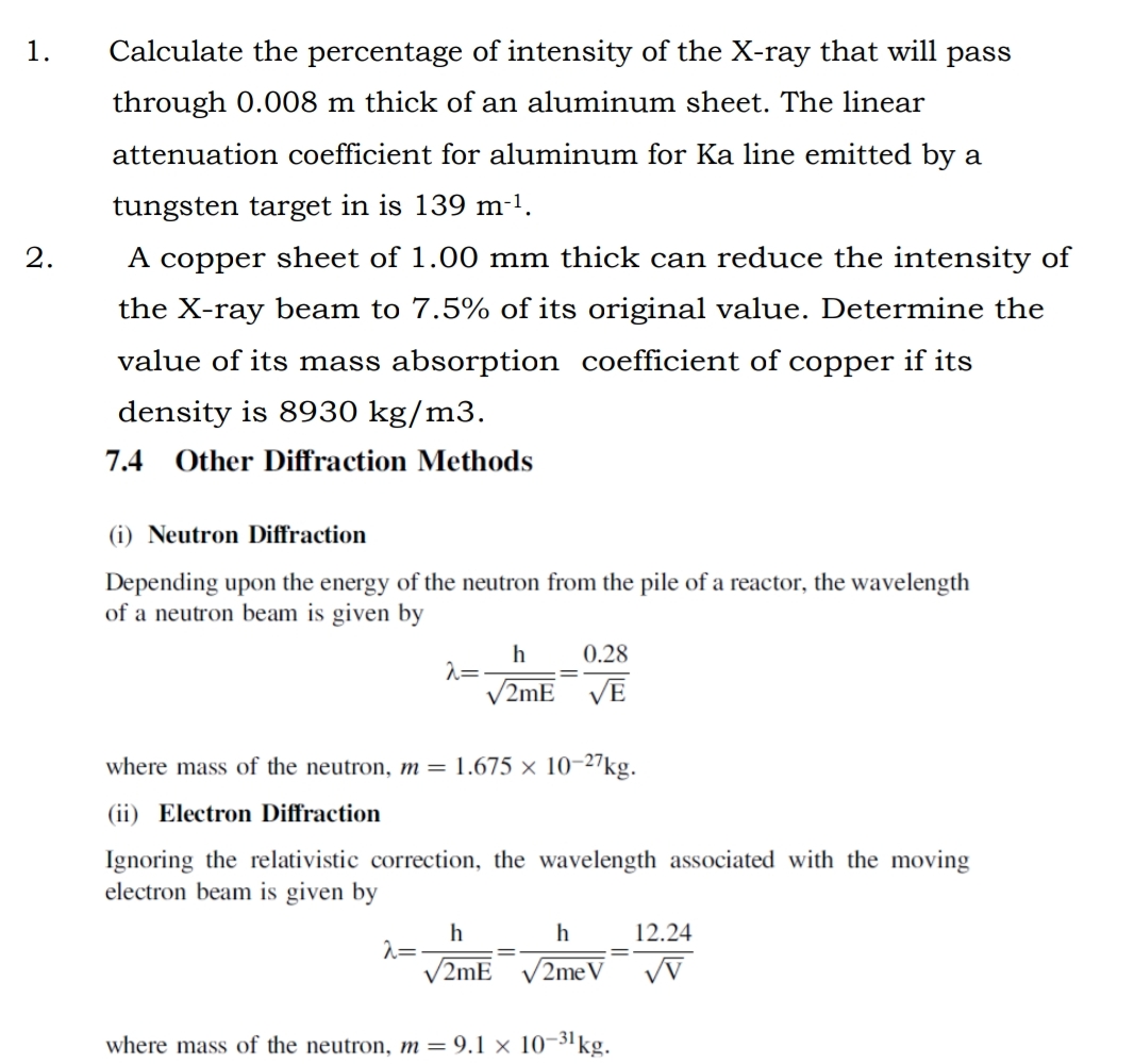 Solved Calculate the percentage of intensity of the X-ray | Chegg.com