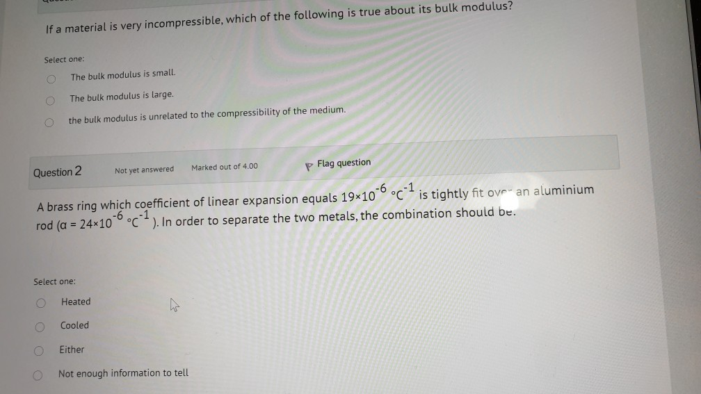 Answered: The bulk modulus for a material with…