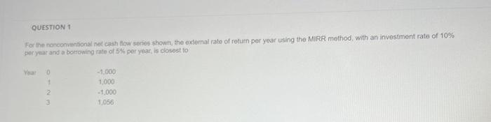 Solved For the nonoonsentionsi nel cash flow series shown, | Chegg.com