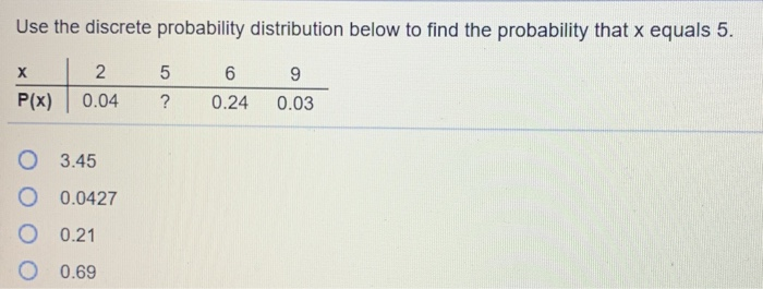 Solved Use The Discrete Probability Distribution Below To | Chegg.com