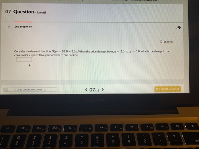 Solved 07 Question (1 point) 1st attempt See Hint Consider | Chegg.com