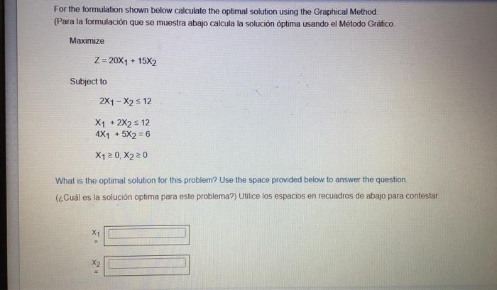 Solved For the formulation shown below calculate the optimal | Chegg.com