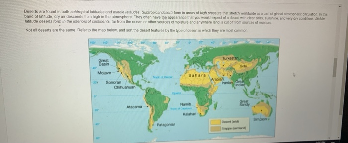 Hint 1. Deserts Form At Different Latitudes For | Chegg.com