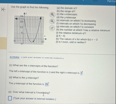 Solved Part 5 ofUse the graph to find the following.____(a) | Chegg.com