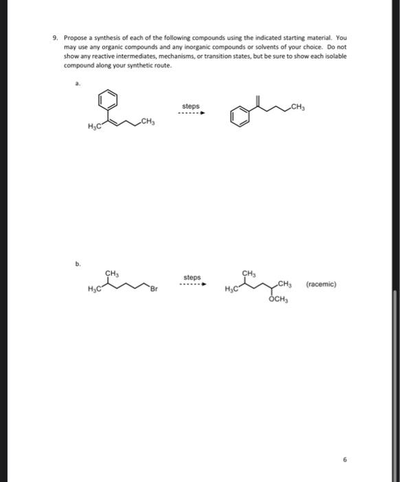 Solved 9. Propose a synthesis of each of the following | Chegg.com