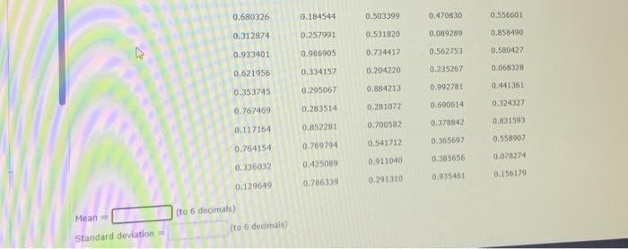 Solved Mean B Standard Deviation = 0.680326 0.312874 | Chegg.com