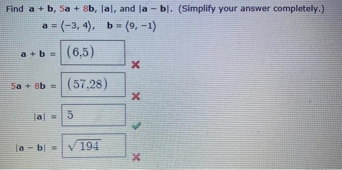 Solved Find A + B, 5a + 3b, La], And Ja - B]. (Simplify Your | Chegg.com