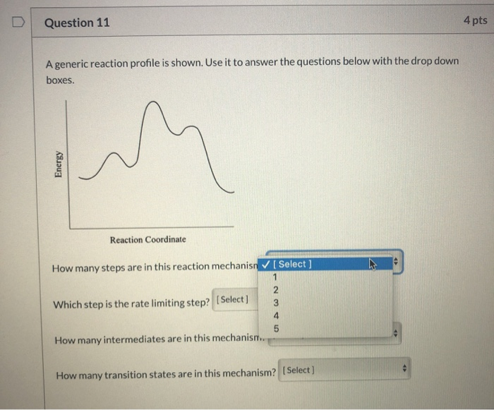 Solved Question 11 4 pts A generic reaction profile is | Chegg.com