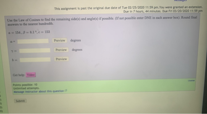 Solved This assignment is past the original due date of Tue | Chegg.com