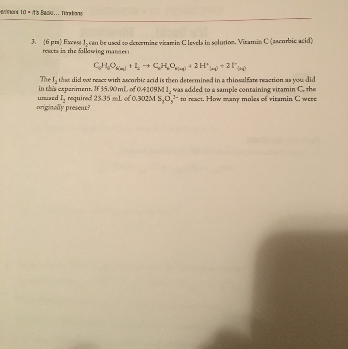 Solved EXPERIMENT 10 WORKSHEET It's Back!... Titrations