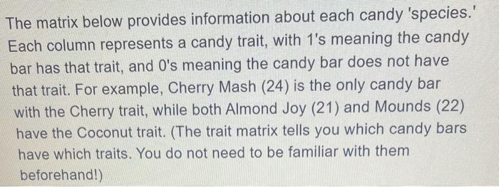 Solved The matrix below provides information about each | Chegg.com