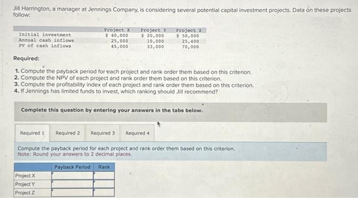 Solved Jill Harrington, a manager at Jennings Company, is | Chegg.com