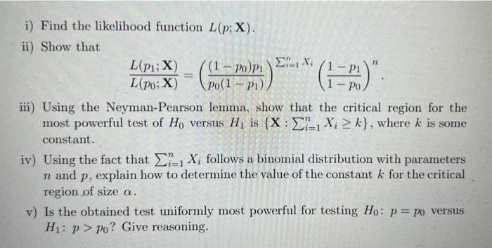 Solved A) Let Y1,Y2,…,Yn Be Independent And Identically | Chegg.com