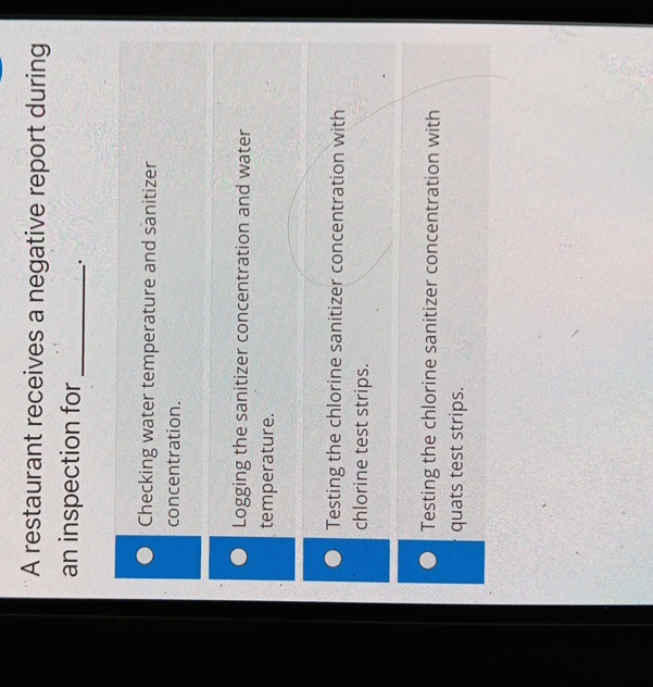 Solved A restaurant receives a negative report during an | Chegg.com