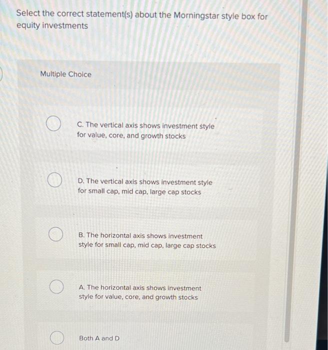Solved Select the correct statement(s) about the Morningstar | Chegg.com