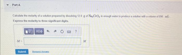 Solved Calculate the molarity of a solution prepared by | Chegg.com