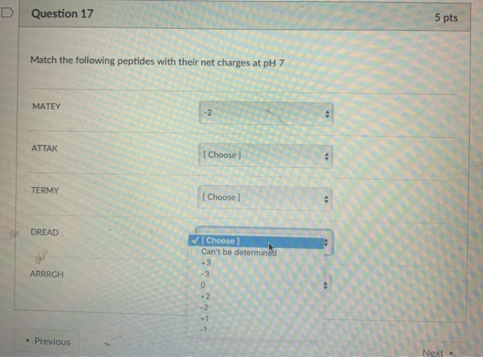 Question 17 5 pts Match the following peptides with | Chegg.com