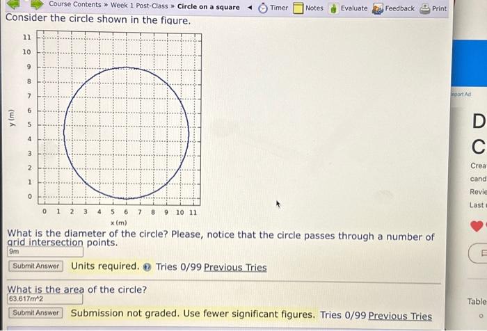 Solved What is the diameter of the circle? Please, notice | Chegg.com