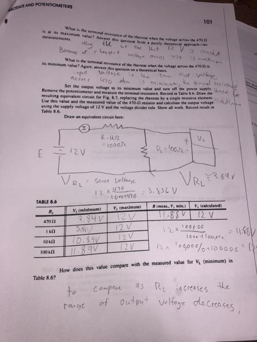 Solved Part 3 Using the potentiometer as a Rheostat A