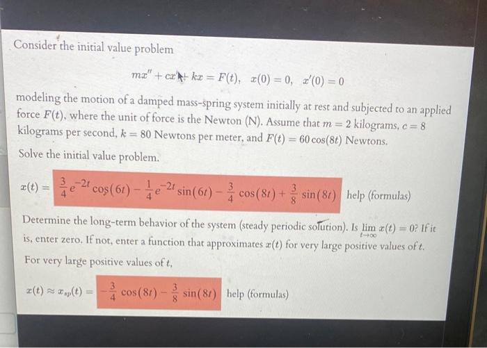 Solved Consider The Initial Value Problem