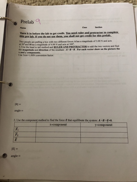 Solved Prelab 9 Class Section Turn it in before the lab to | Chegg.com