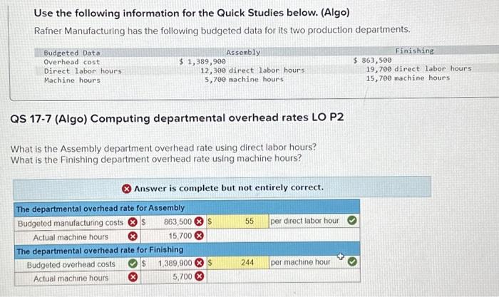 Solved Use the following information for the Quick Studies | Chegg.com