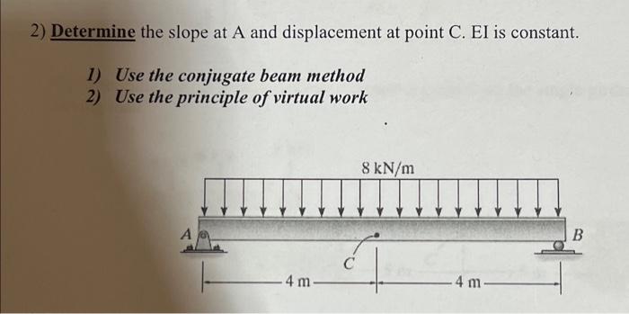 Solved 2) Determine the slope at A and displacement at point | Chegg.com