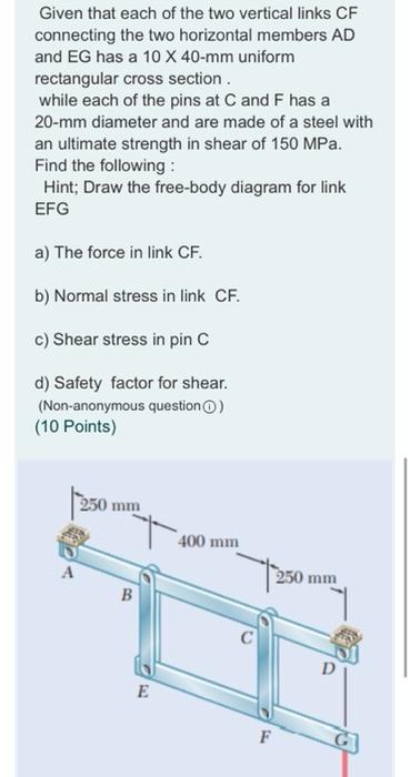 Solved Given that each of the two vertical links CF | Chegg.com