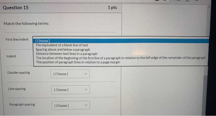 Solved Question 15 1 Pts Match The Following Terms First Chegg Com