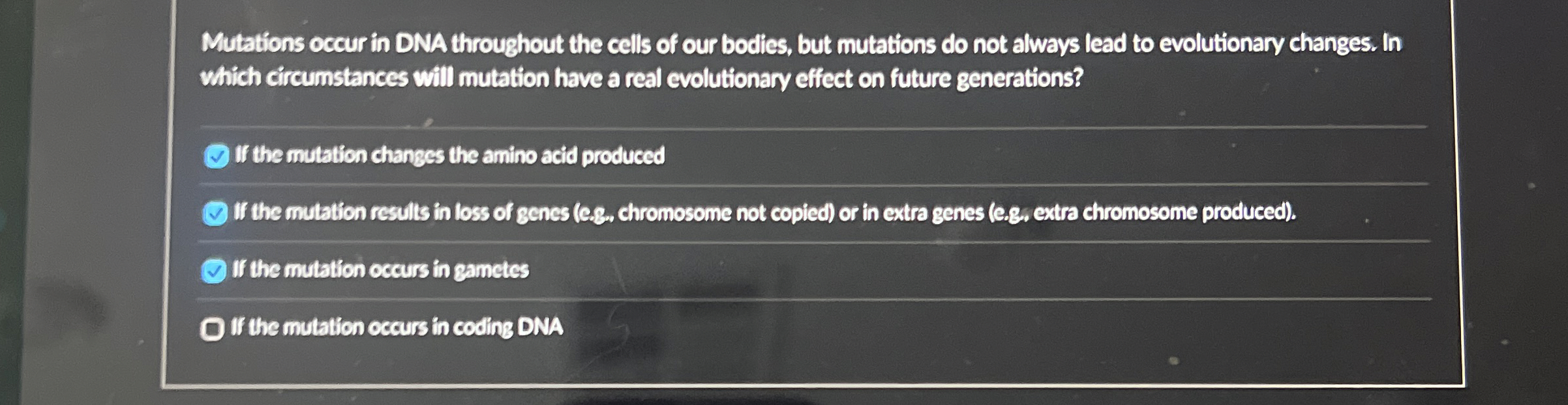 Solved Mutations occur in DNA throughout the cells of our | Chegg.com