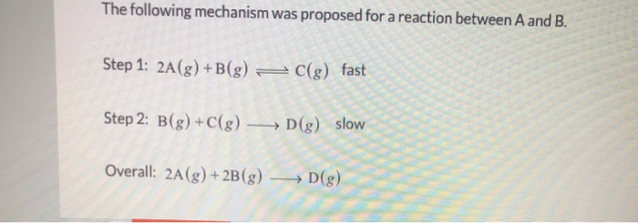 Solved The Following Mechanism Was Proposed For A Reaction | Chegg.com