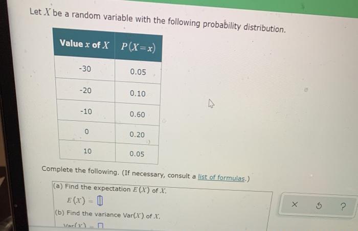 Solved Let X be a random variable with the following | Chegg.com