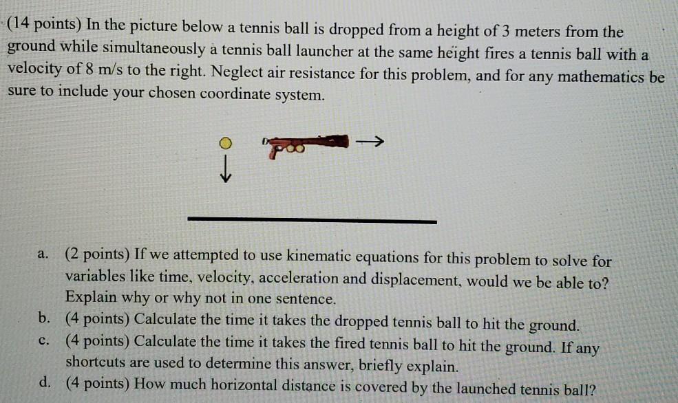 Solved (14 points) In the picture below a tennis ball is | Chegg.com