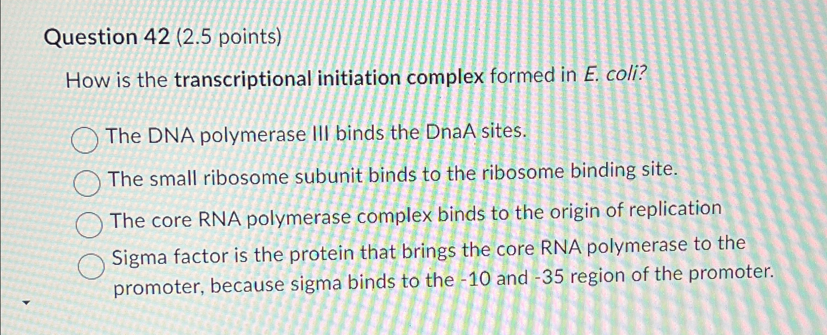 Solved Question 42 (2.5 ﻿points)How is the transcriptional | Chegg.com
