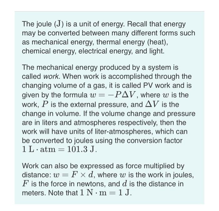 ENERGY.  Energy is measured in Joules (J)  A joule is a small