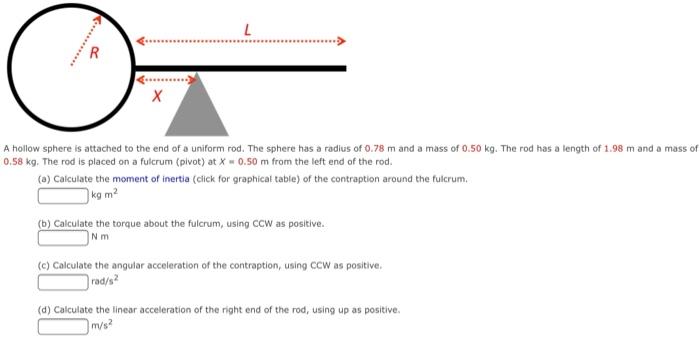 Solved A Hollow Sphere Is Attached To The End Of A Unifo
