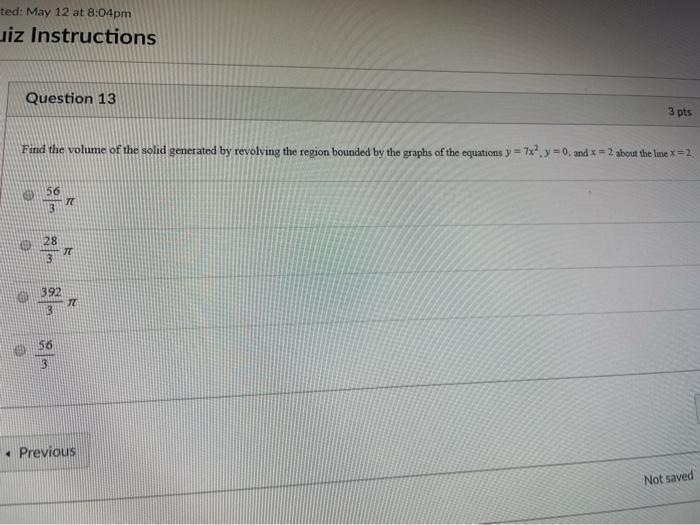 Solved ted: May 12 at 8:04pm uiz Instructions Question 13 3 | Chegg.com