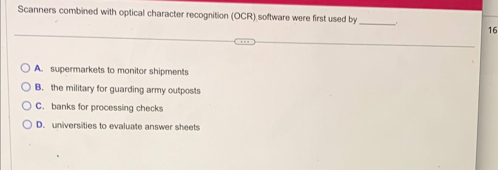 Solved Scanners combined with optical character recognition | Chegg.com