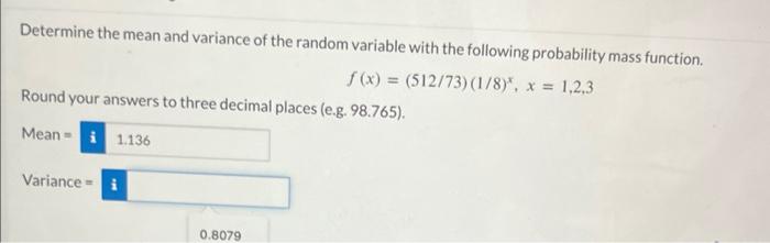 Solved Determine the mean and variance of the random | Chegg.com